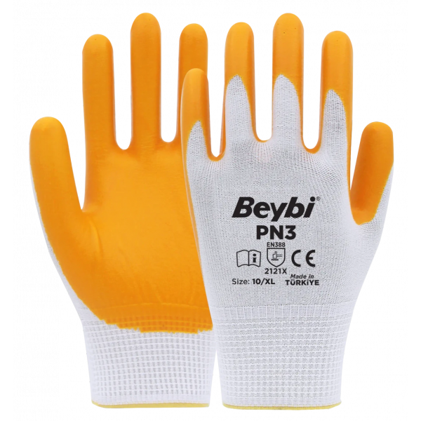 Beybi PN3 Polyester Örme Nitril Eldiven