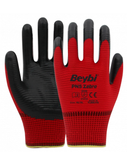 Beybi PN5 ZEBRA Polyester Örme Nitril Eldiven